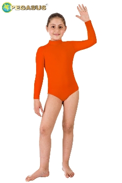 BODY DANZA COLLO ALTO LYCRA ARANCIONE BAMBINA